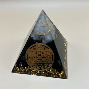Orgonite Pyramid Black Tourmaline and Selenite with Copper